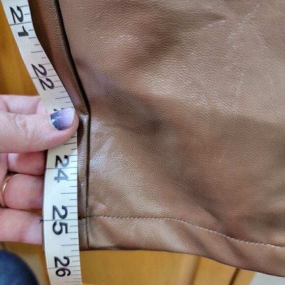 Le Lis Brown Faux Leather Color Block Straight Leg Crop High Rise Pants Size Sma - Picture 4 of 14
